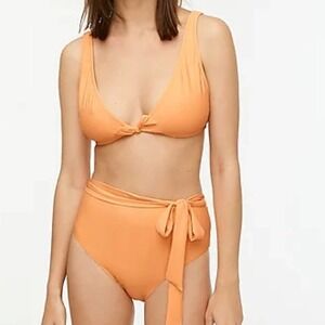 J. Crew Orange Tie Front Bikini Top XS